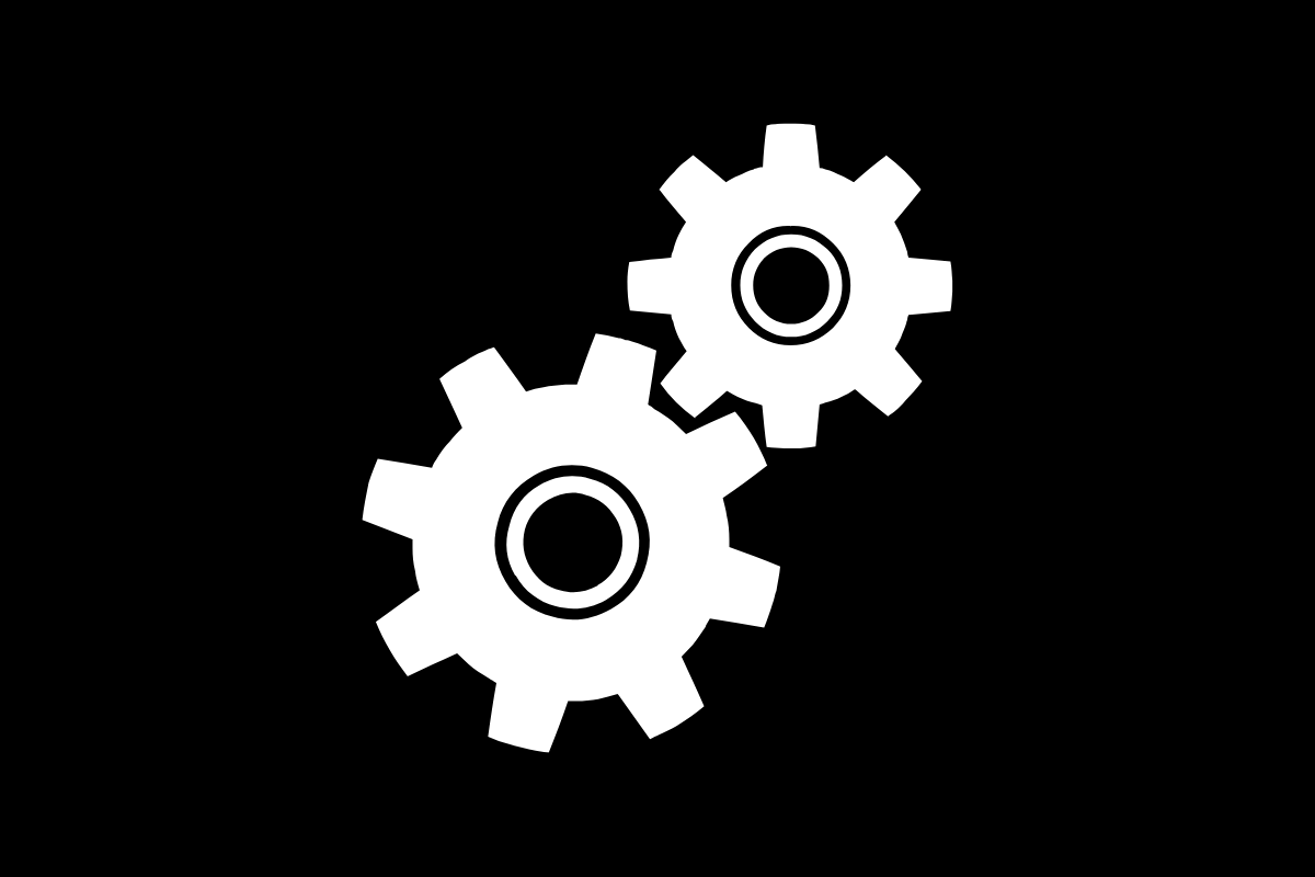 Automation gears icon black and white