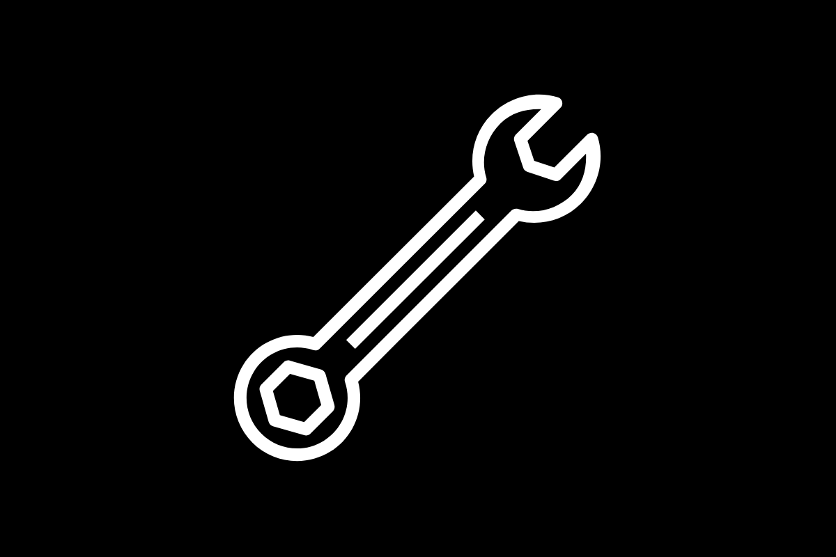 Mechanical spare parts logo black and white