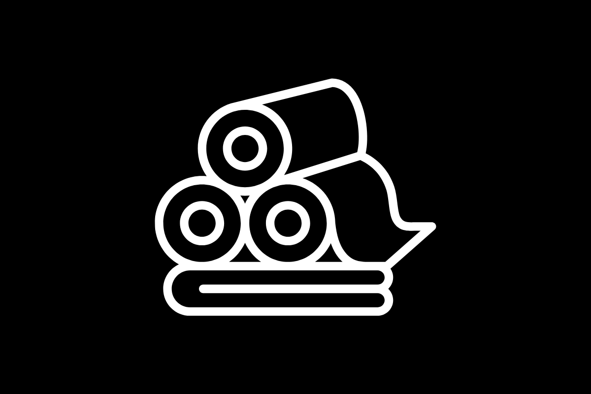 Textiles spare parts icon black and white